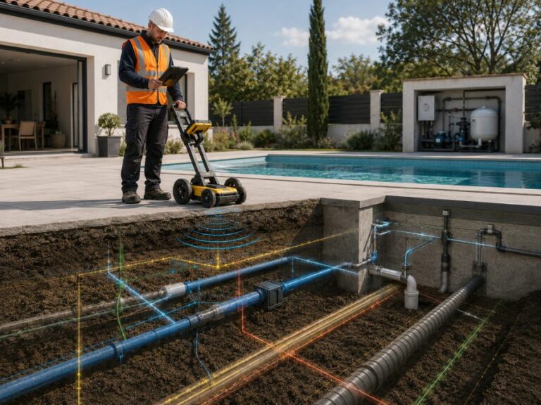 détection réseaux enterrés piscine.